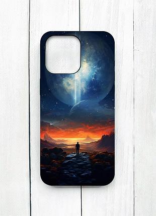 Матовий чохол на iphone 15 pro max чорний космос (принт 247)