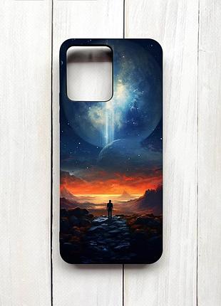 Матовый чехол на xiaomi redmi 12 черный космос (принт 247)