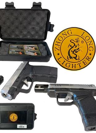 Зажигалка пистолет "lucky gun" на подарок мужчине в подарочном кейсе