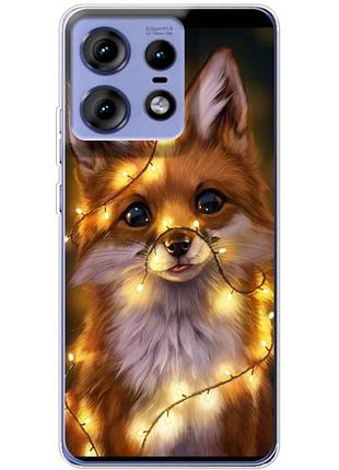 Чехол силиконовый с картинкой на motorola edge 50 pro (новогодний, лисичка)