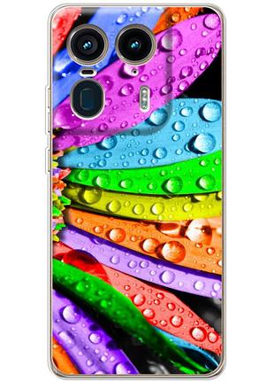 Чехол силиконовый с картинкой на motorola edge 50 ultra (цветные листья)