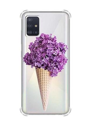 Чохол з потовщеними кутами для samsung galaxy a51(2020)/a515 бузковий ріжок (принт 281)