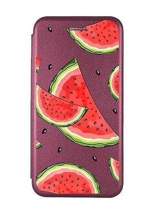 Чехол-книжка с рисунком для samsung galaxy a54 5g (a546) бордовый ломтики арбуза (принт 342)