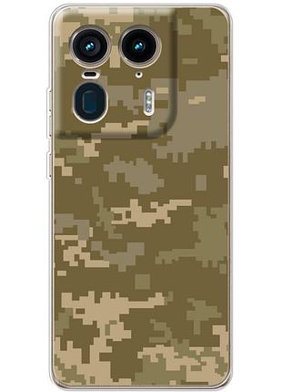 Чехол силиконовый с картинкой на motorola edge 50 ultra (патриотический, камуфляж пиксель)