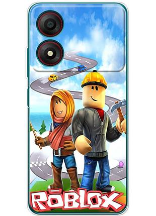 Чехол силиконовый с картинкой на zte blade a34 (роблокс, roblox)