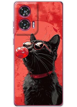 Чехол силиконовый с картинкой на motorola edge 50 fusion (стильный котик)