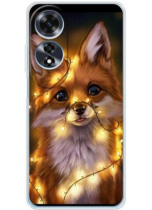 Чехол силиконовый с картинкой на oppo a60 (новогодний, лисичка)