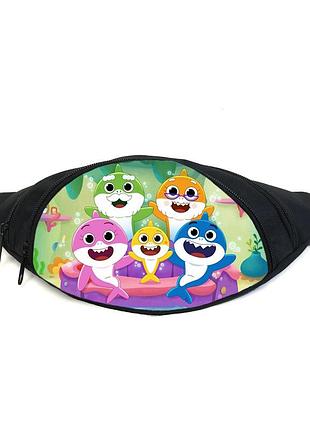 Поясна сумка бананка акуленя бебі шарк (gb- baby shark 05) gear bag чорна