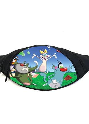 Поясная сумка бананка огги и тараканы (gb- oggy and the cockroaches 07) gear bag черная