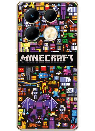 Чехол силиконовый с картинкой на infinix note 40 4g (майнкрафт, minecraft)