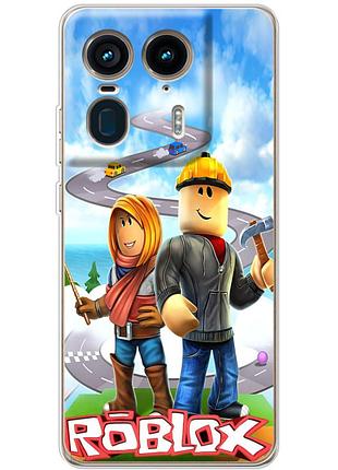 Чехол силиконовый с картинкой на motorola edge 50 ultra (роблокс, roblox)