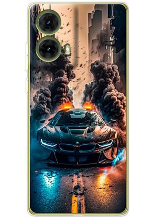 Чехол силиконовый с картинкой на motorola g85 (машина bmw i8)