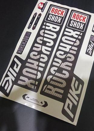 Матовые черные с белым наклейки на вилку перья рокшок рок шок rock shox велосипеда пайк pike качественные наклейка