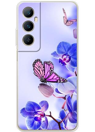 Чохол силіконовий з картинкою на realme c65 (квітка, метелик на орхідеї)