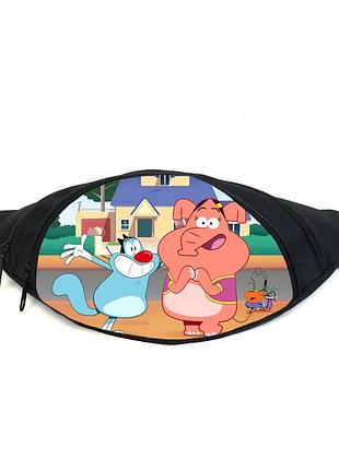 Поясная сумка бананка огги и тараканы (gb- oggy and the cockroaches 06) gear bag черная