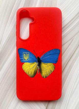 Матовий червоний чохол на samsung galaxy a55 (a556) метелик україна (принт 255)
