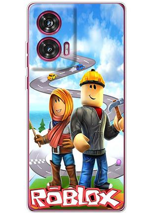 Чехол силиконовый с картинкой на motorola edge 50 fusion (роблокс, roblox)