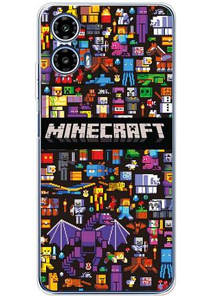 Чехол силиконовый с картинкой на motorola g34 (майнкрафт, minecraft)