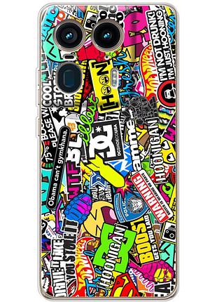 Чехол силиконовый с картинкой на motorola edge 50 ultra (цветные наклейки)