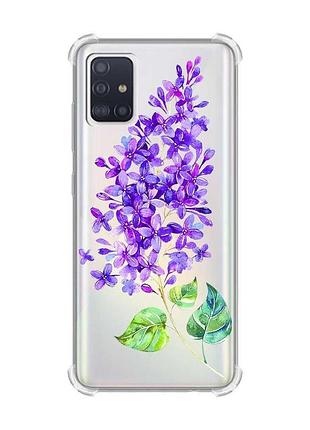 Чехол с утолщенными углами для samsung galaxy a51(2020)/a515 веточка сирени (принт 280)
