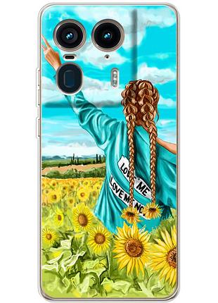 Чехол силиконовый с картинкой на motorola edge 50 ultra (патриотический, девушка украинка)