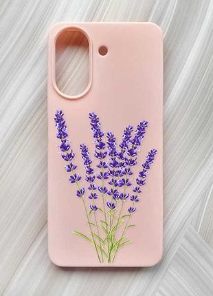 Матовий рожевий чохол на xiaomi redmi 13c / poco c65 лаванда (принт 28)