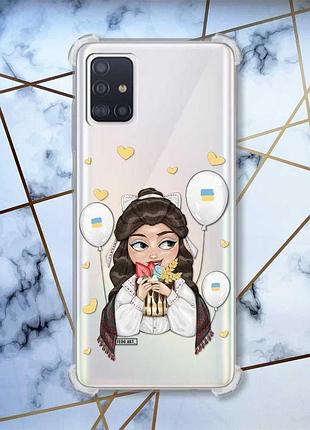 Чохол з потовщеними кутами для samsung galaxy a51(2020)/a515 українка з солодощами (принт 174)