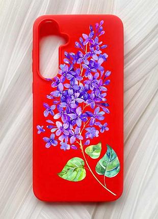 Матовий червоний чохол на samsung galaxy a55 (a556) гілочка бузку (принт 280)