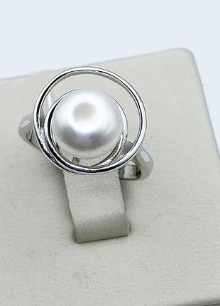 Кольцо серебряное с жемчугом 17 3,75 г