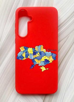 Матовий червоний чохол на samsung galaxy a55 (a556) карта україни (принт 261)