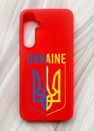 Матовый красный чехол на samsung galaxy a55 (a556) тризуб (принт 254)