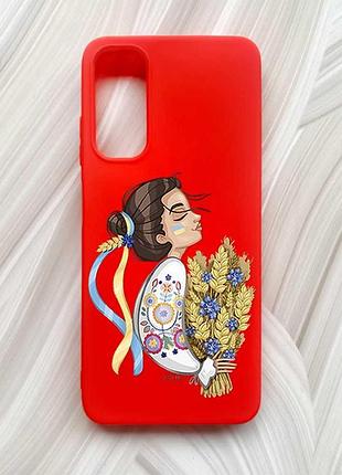 Матовий червоний чохол на samsung galaxy a05s (a057) українка з колосками (принт 172)