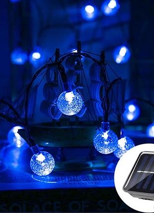 Вулична гірлянда ретро кульки 1,7 см на сонячній батареї 5 метрів 20 led синій
