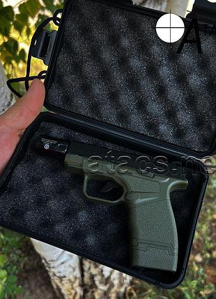 Зажигалка пистолет "gun olive" + пластиковый кейс