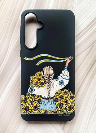 Матовий чорний чохол на samsung galaxy a55 (a556) дівчина зі стрічкою (принт 25)