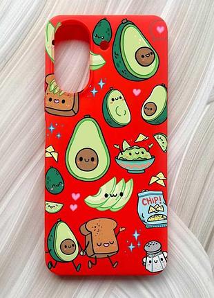 Матовий червоний чохол на xiaomi redmi 13c / poco c65 милі авокадо каваї (принт 305)