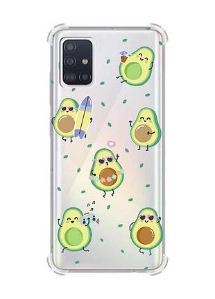 Чехол с утолщенными углами для samsung galaxy a51(2020)/a515 авокадо на отдыхе (принт 302)