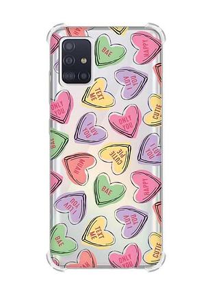 Чохол з потовщеними кутами для samsung galaxy a51(2020)/a515 сердечка з текстом (принт 333)
