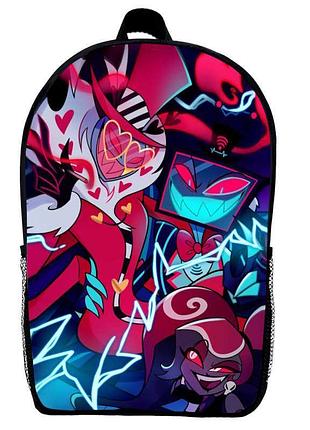 Рюкзак отель хазбин (school gear bag hazbin hotel 011) черный, 39 х 27 х 14 см