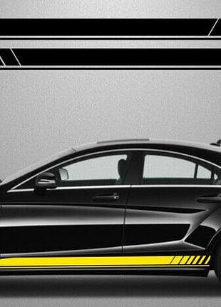 Вінілові наклейки на авто "смуги 079" 195х10 см 35х10 см блакитний
