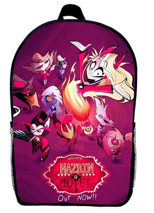 Рюкзак готель хазбін (school gear bag hazbin hotel 06) чорний, 39 х 27 х 14 см