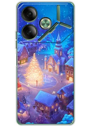 Чехол силиконовый с картинкой на tecno pova 6 (новогодний)
