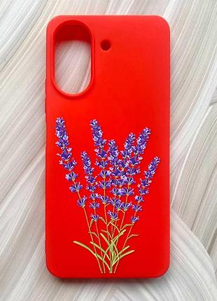 Матовий червоний чохол на xiaomi redmi 13c / poco c65 лаванда (принт 28)