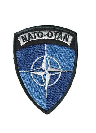 Шеврон военный / армейский, nato otan, на липучке, на черном, всу 10 см * 8 см