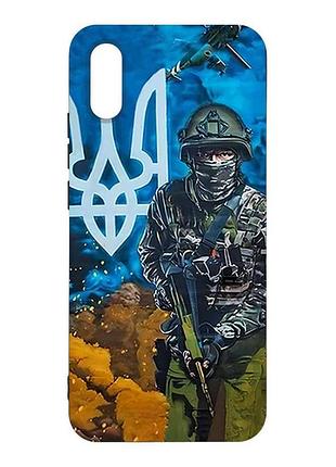 Матовый чехол с черными боками на xiaomi redmi 9а защитник (принт 349)