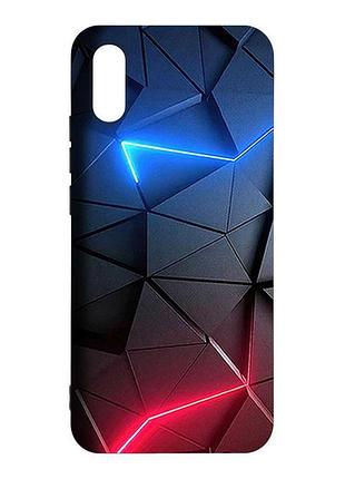 Матовый чехол с черными боками на xiaomi redmi 9а рельефный фон (принт 36)