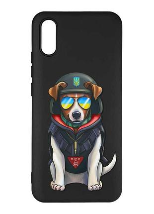 Матовый черный чехол на xiaomi redmi 9а пёс патрон (принт 4)