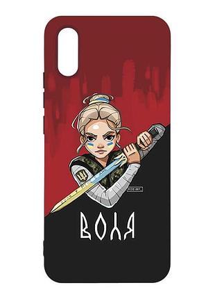 Матовий чорний чохол на xiaomi redmi 9a українська захисниця (принт 171)