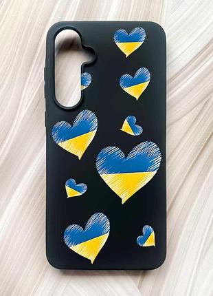 Матовый черный чехол на samsung galaxy a55 (a556) сердечка. украина (принт 258)