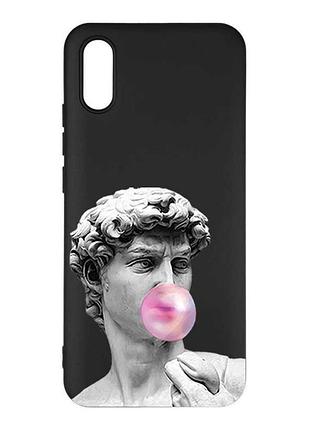 Матовый черный чехол на xiaomi redmi 9а скульптура (принт 352)